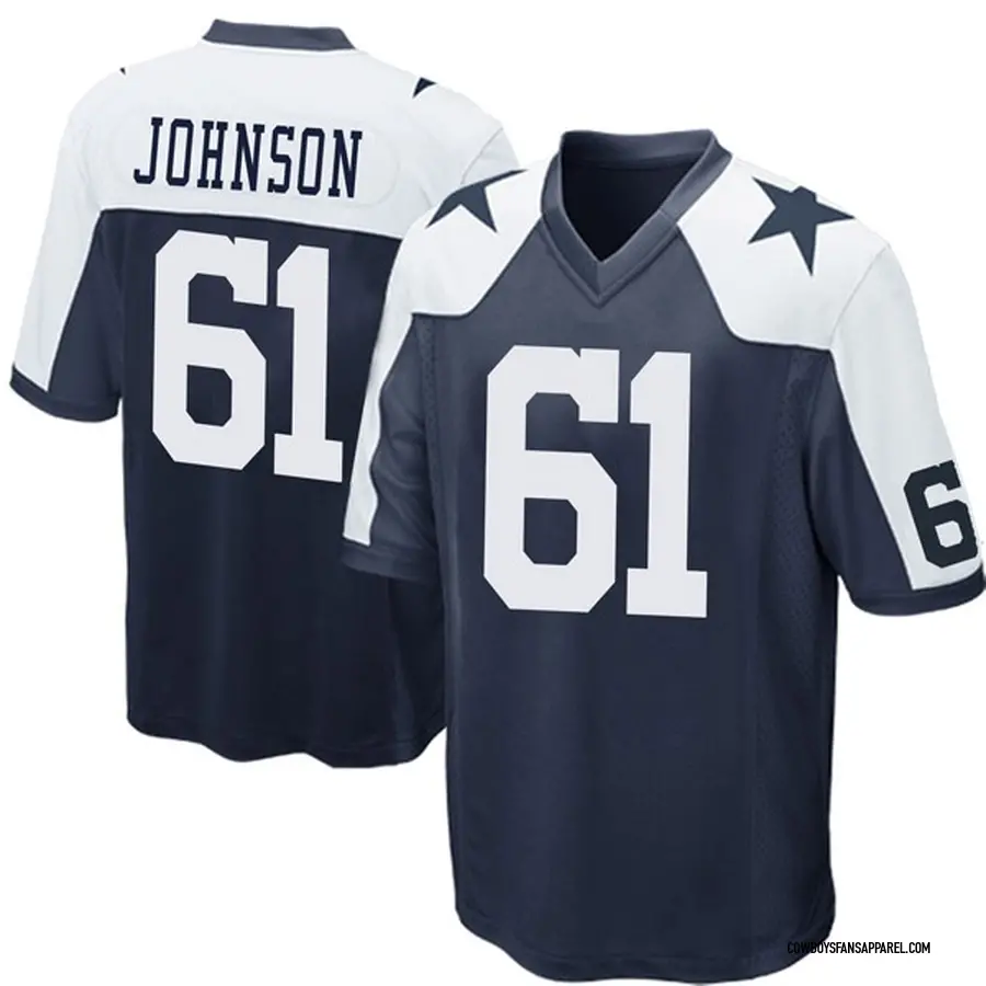 Nike Bryce Johnson Dallas Cowboys Youth Game Navy Blue Throwback Jersey