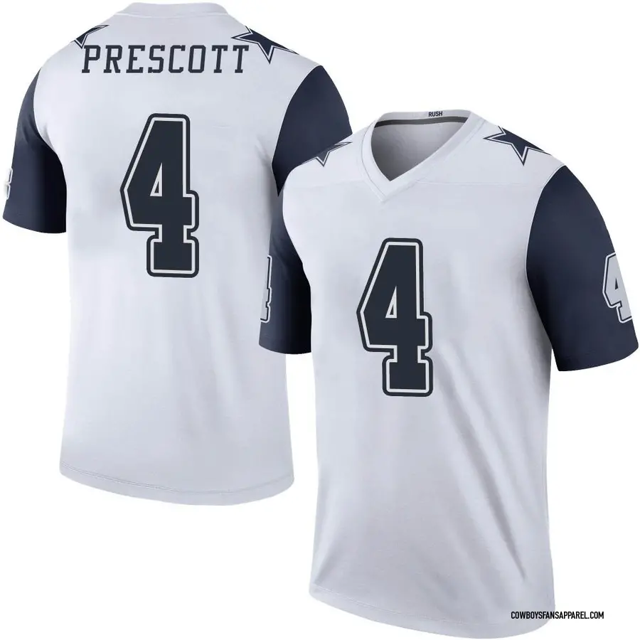 Men's Dallas Cowboys Dak Prescott Nike White Color Rush Legend Jersey