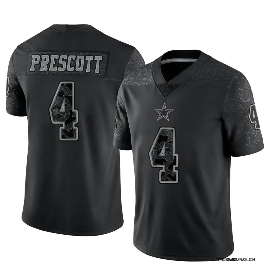 Cowboys Dak Prescott Jersey Limited Black 4 Women's Salute to Service 2020