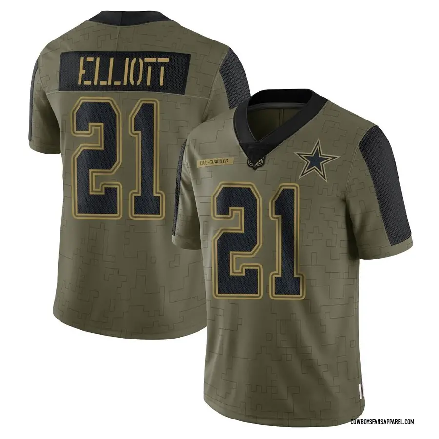 Men's Dallas Cowboys Ezekiel Elliott Nike Olive 2021 Salute To