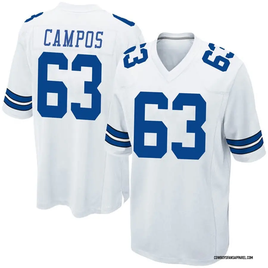 2017 Dallas Cowboys Jake Campos #63 Game Issued White Jersey 46 DP15540