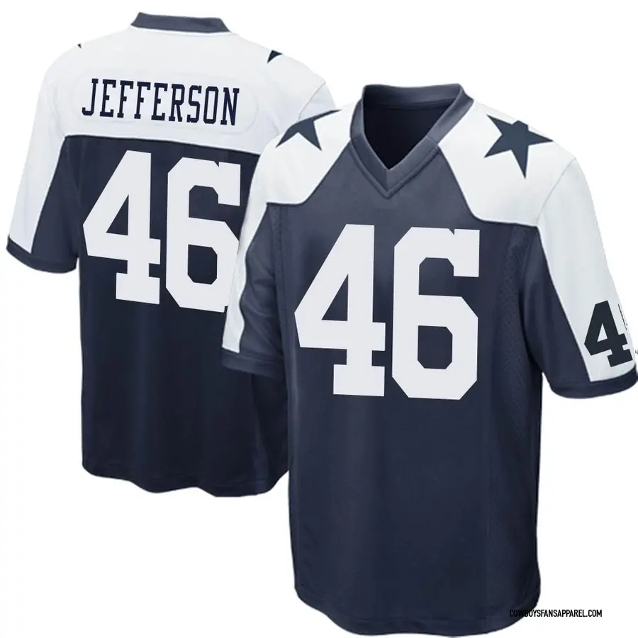 Nike Malik Jefferson Dallas Cowboys Men's Game Navy Blue Throwback Jersey