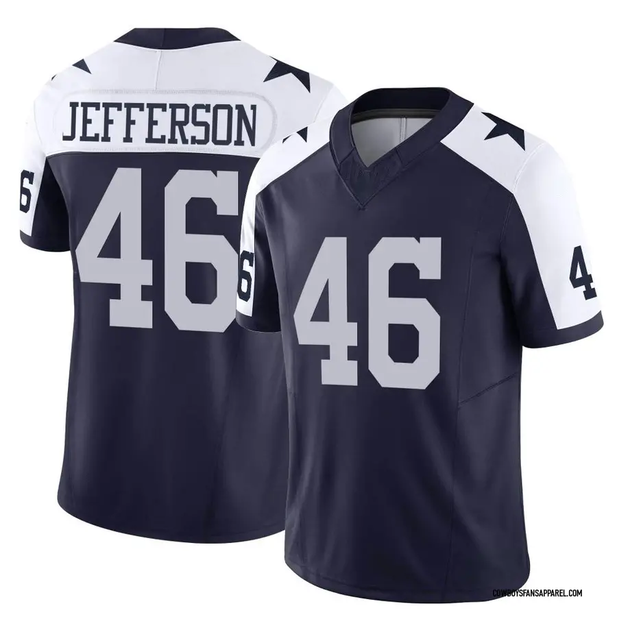 Nike Malik Jefferson Dallas Cowboys Men's Game Navy Blue Throwback Jersey