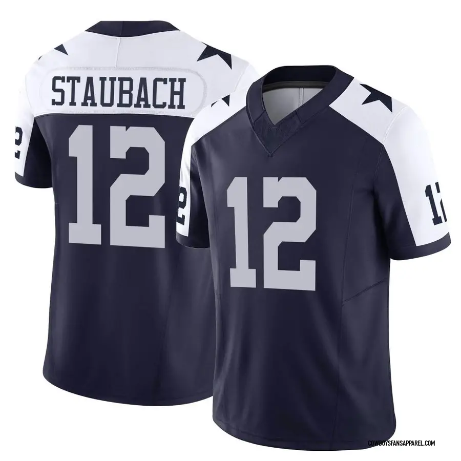 Nike Cowboys 12 Roger Staubach Navy Alternate Women Vapor Untouchable  Limited Jersey