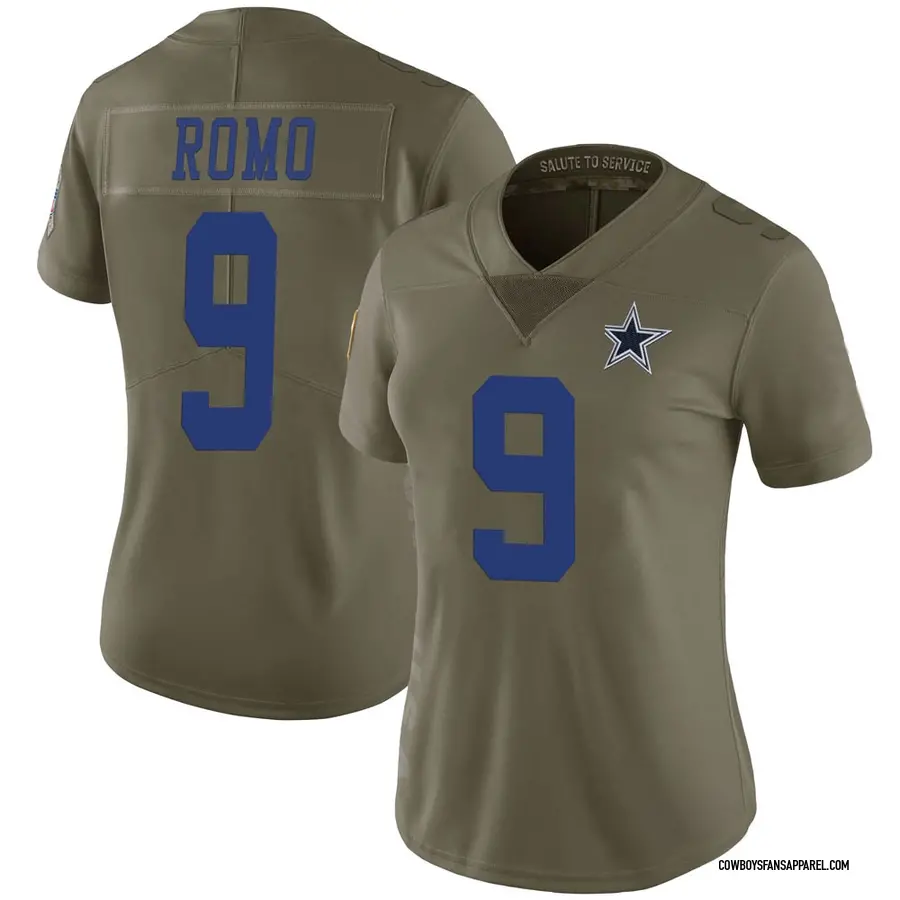 Nike Tony Romo Dallas Cowboys Women's Limited Green 2017 Salute to Service  Jersey